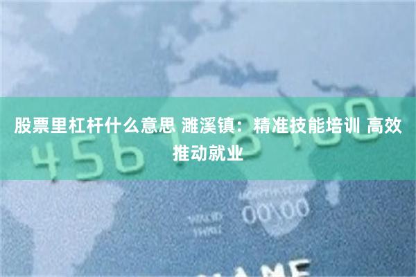 股票里杠杆什么意思 濉溪镇：精准技能培训 高效推动就业