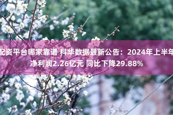 配资平台哪家靠谱 科华数据最新公告：2024年上半年净利润2.26亿元 同比下降29.88%