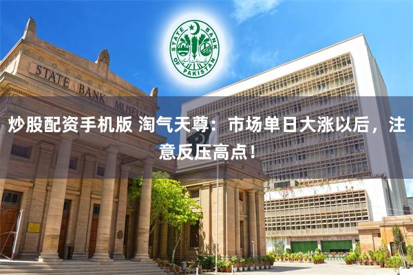 炒股配资手机版 淘气天尊：市场单日大涨以后，注意反压高点！